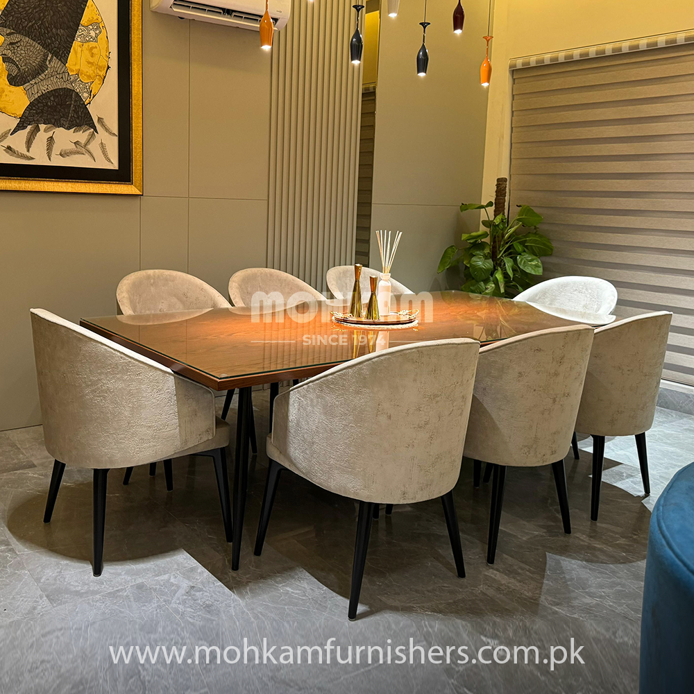 Bliss 8-Seater Dining Set | Modern Square Dining Table - Mokham ...